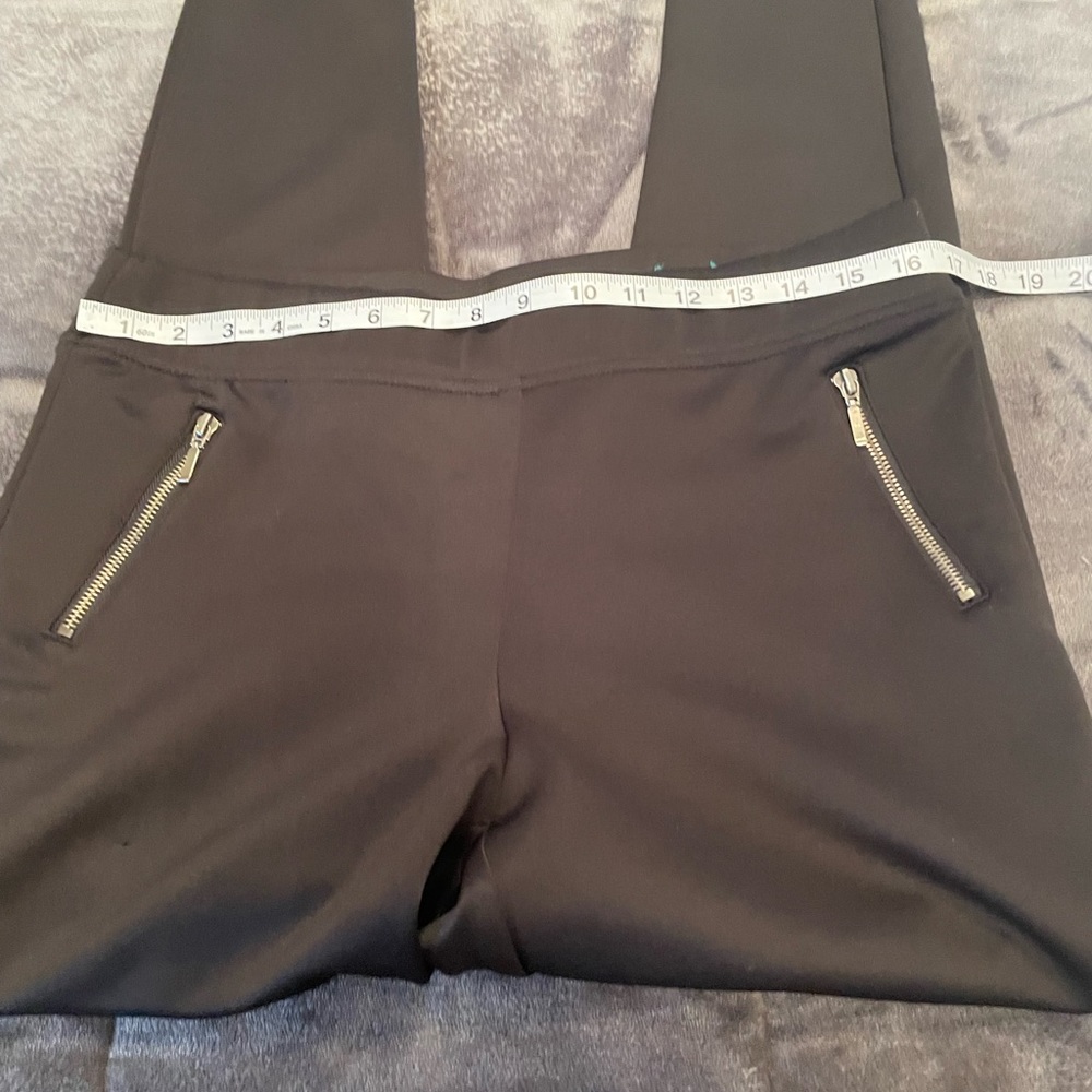 Size large satin feel slim leg pant with zipper pockets